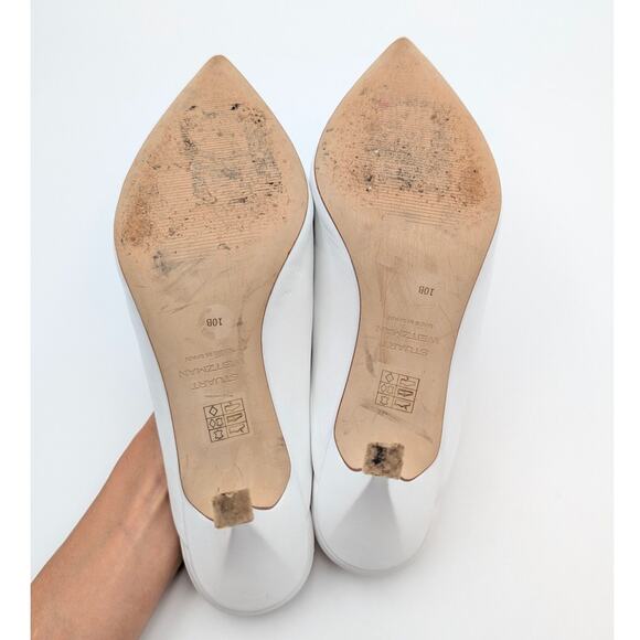 Stuart Weitzman Lula Pointed Toe Heel Pump Women's White Size US10B EU40.5 - Picture 8 of 13